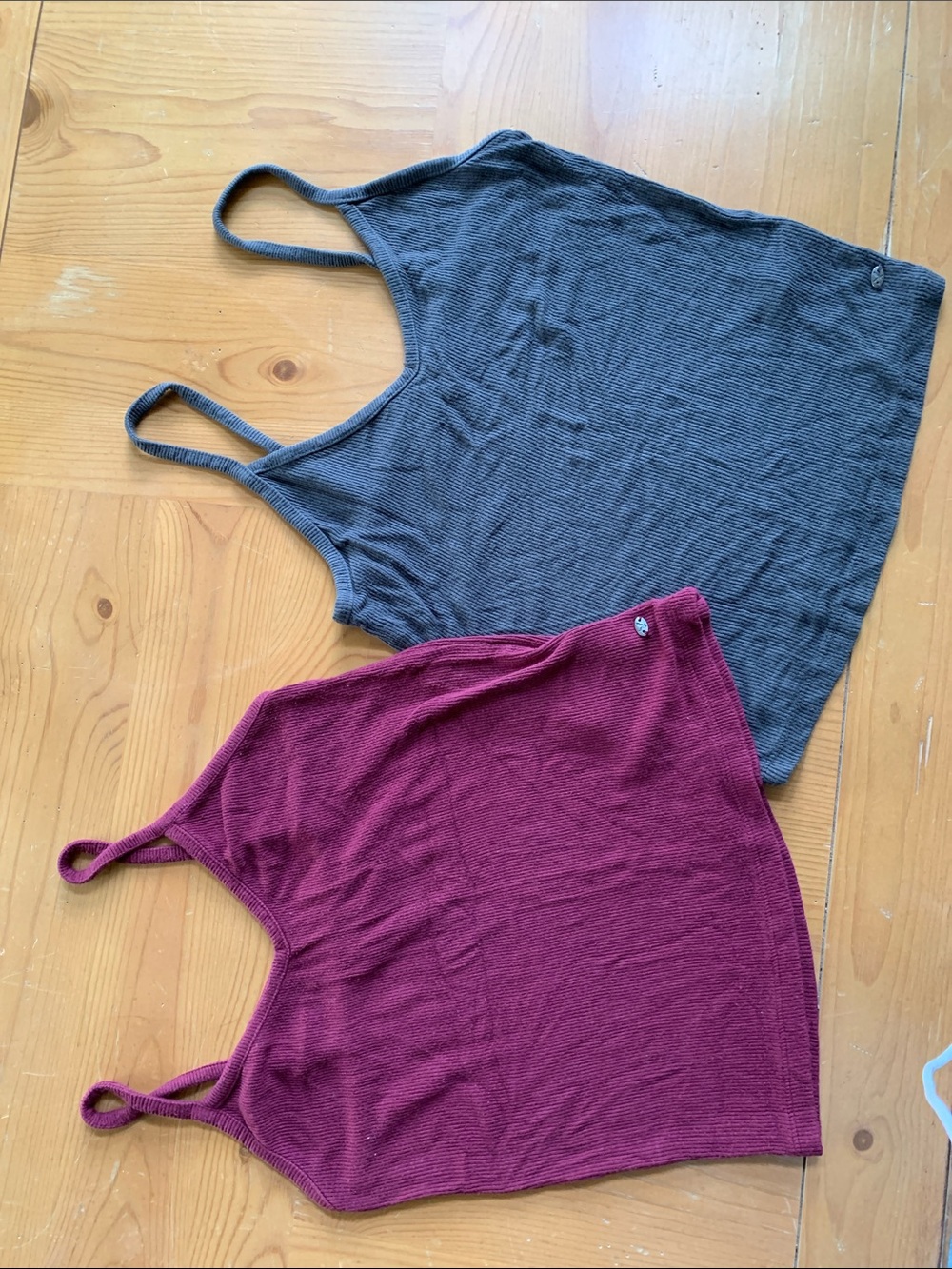 American Eagle Outfitters Ribbed Tank Duo - Burgundy & Charcoal